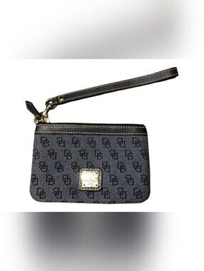 Dooney & Bourke Signature Madison Wristlet Featuring A Black and Gray Monogram